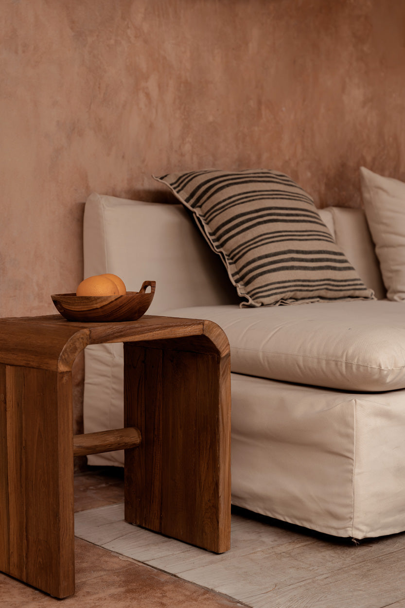 Funda de cojín a rayas nórdicas - Natural/Negro - 50x50