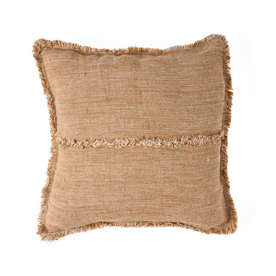 Funda de cojín Sahara con flecos - Marrón natural - 50x50