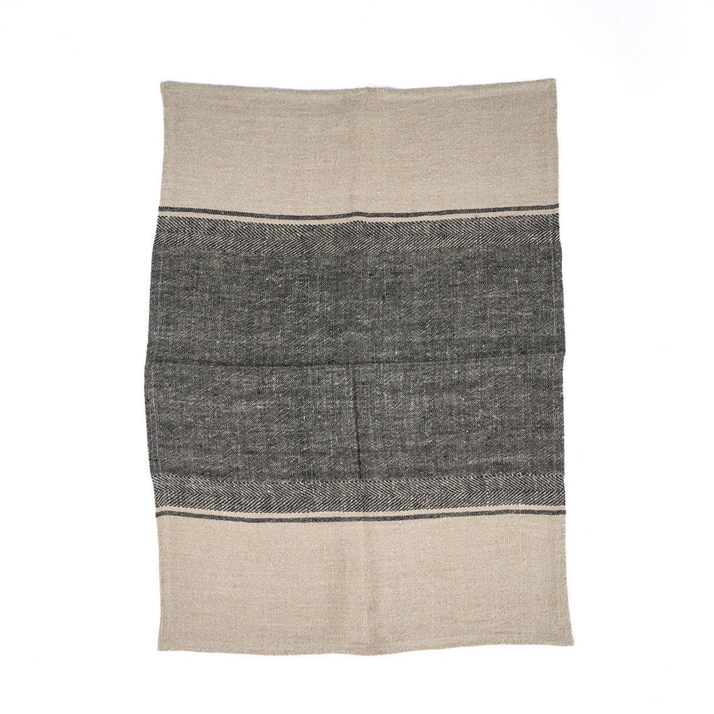 De Linen Moody Keukendoek - Natural Black - 50x70
