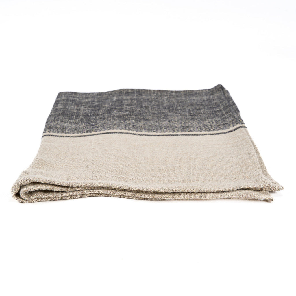 De Linen Moody Keukendoek - Natural Black - 50x70