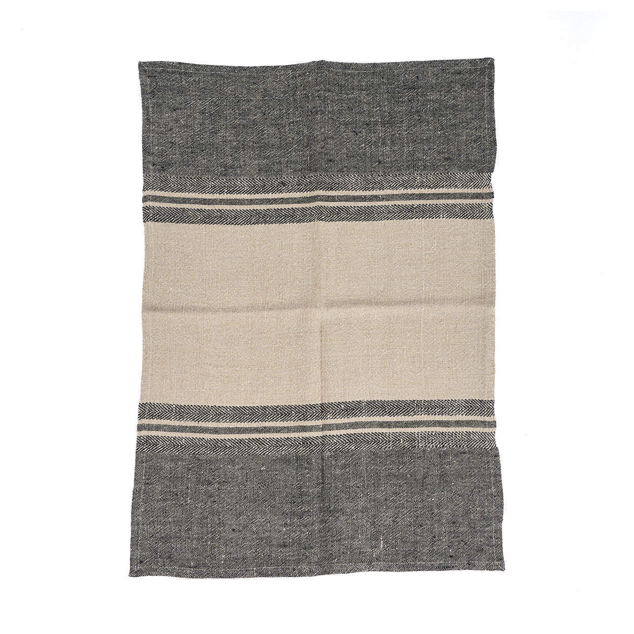 De Linen Dash Keukendoek - Natural Black - 50x70