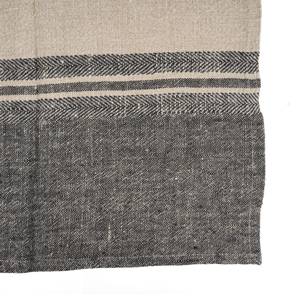 De Linen Dash Keukendoek - Natural Black - 50x70