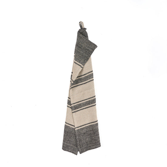 La toalla de cocina Smudge de lino - negro natural - 50x70