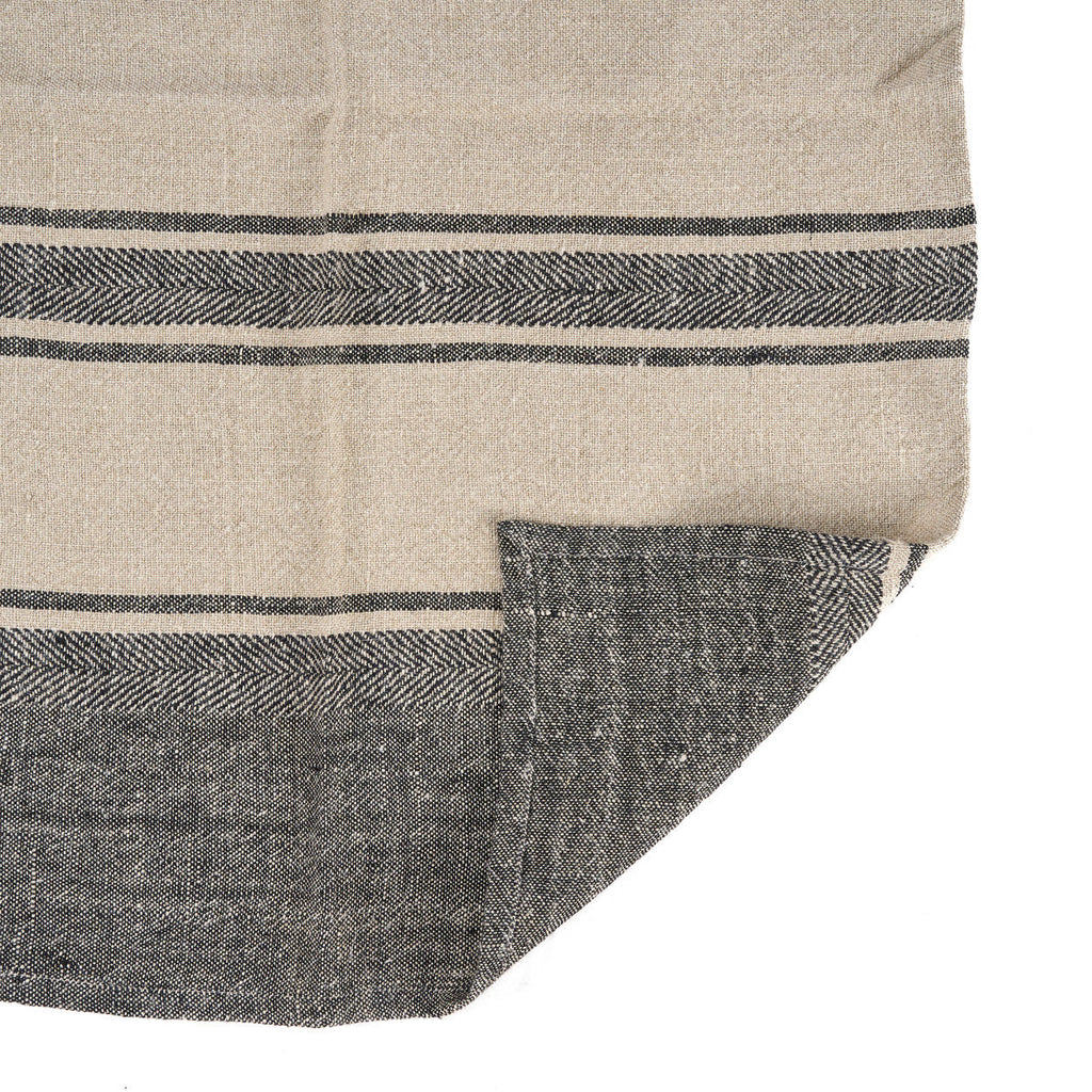 De Linen Smudge Keukendoek - Natural Black - 50x70