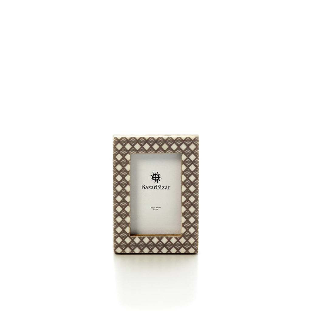 Marco con corte de diamante - blanco y marrón - 5x7