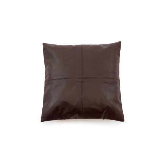 Funda de cojín de cuero de cuatro paneles - Chocolate - 40x40