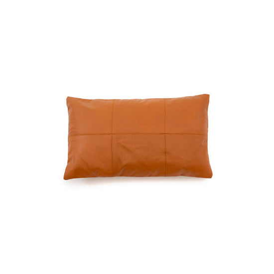 Funda de cojín de cuero de seis paneles - camel - 30x50
