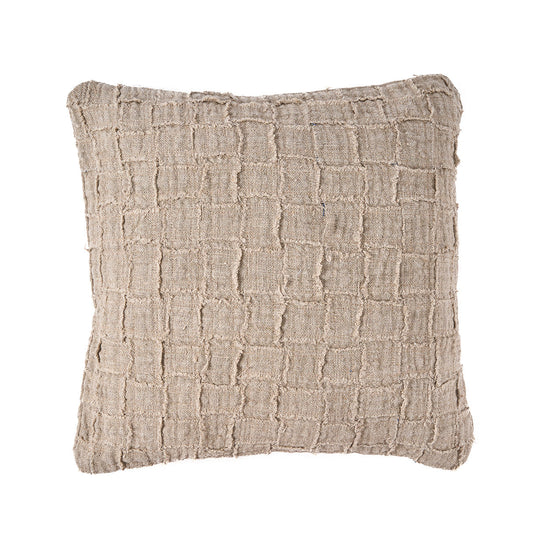 Funda de cojín Damier de lino - natural