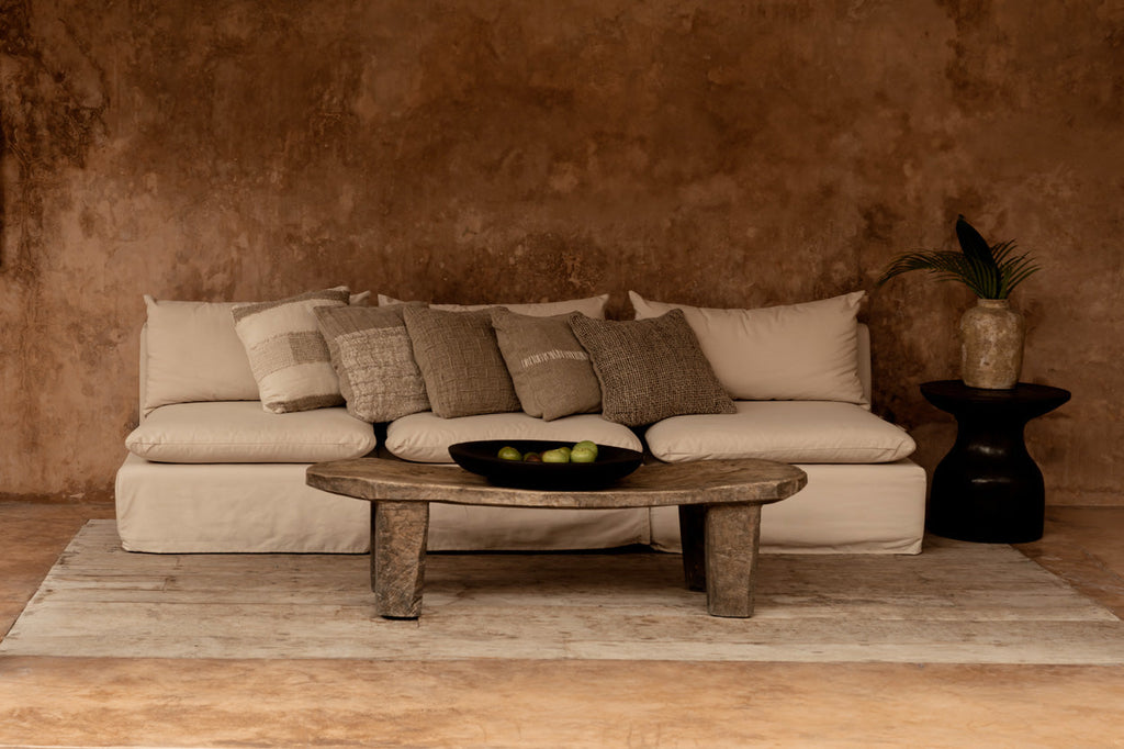 De Linen Damier Kussensloop - Naturel