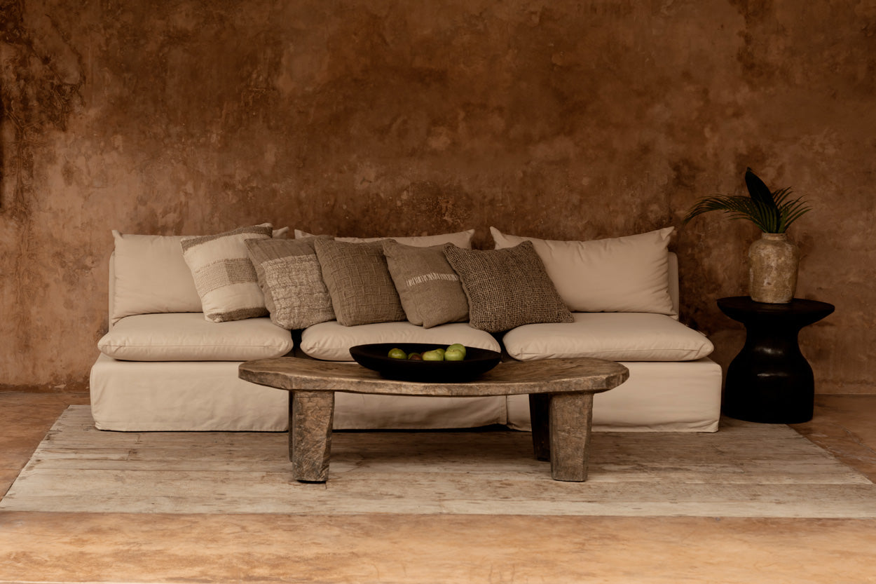 De Linen Damier Kussensloop - Naturel