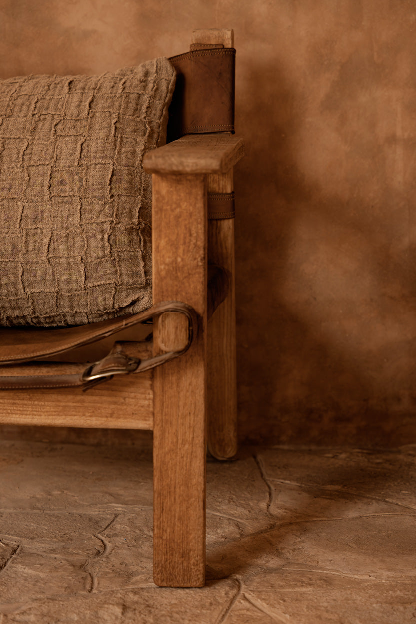 De Linen Damier Kussensloop - Naturel