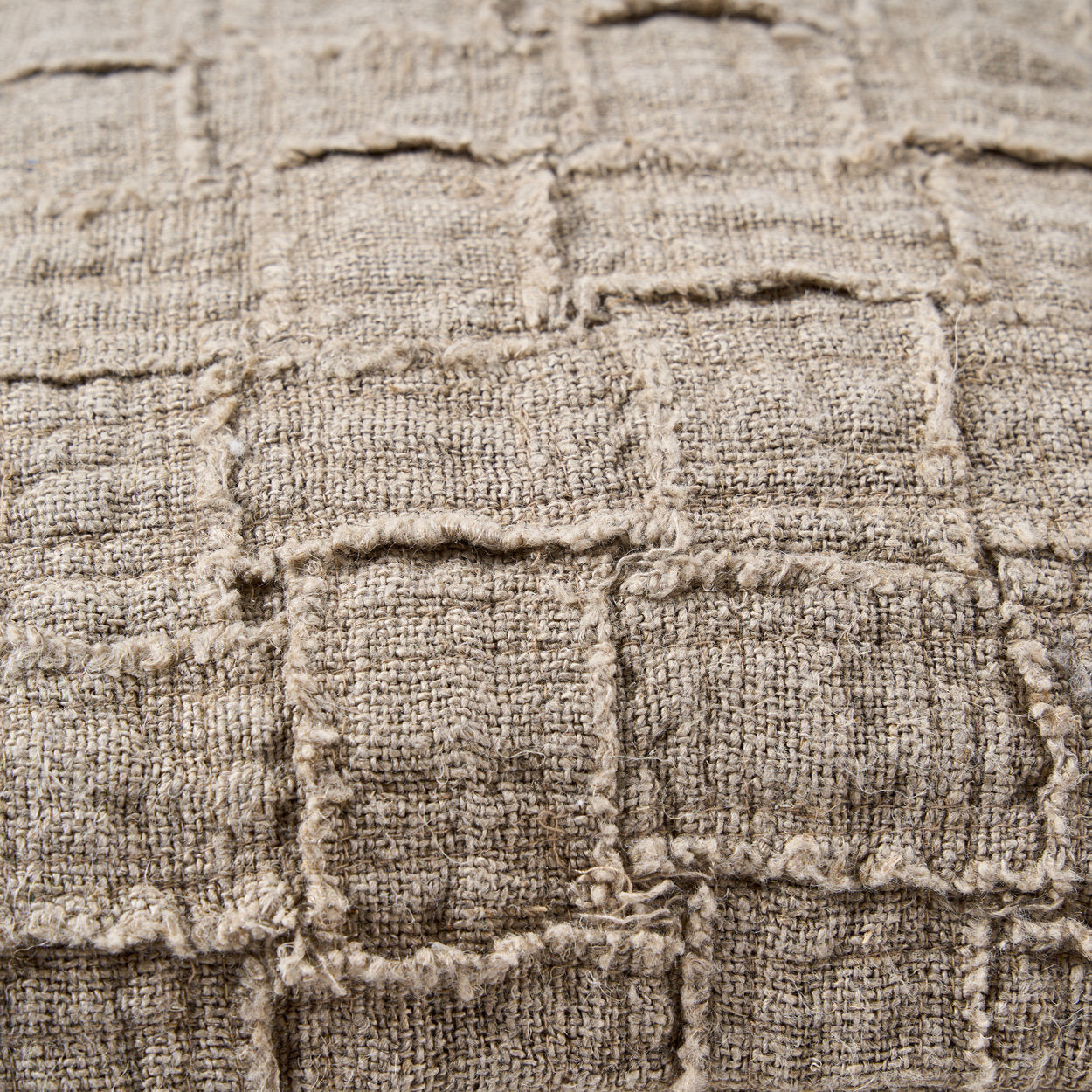De Linen Damier Kussensloop - Naturel