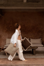 De Linen Grain Kussensloop - Naturel Zwart