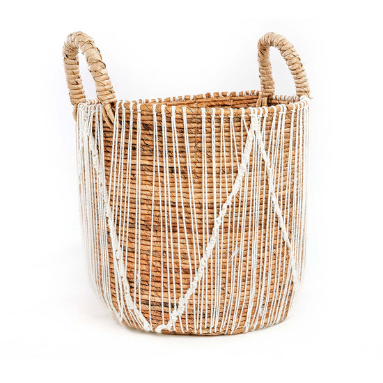 Cesta de macramé con puntada recta - L