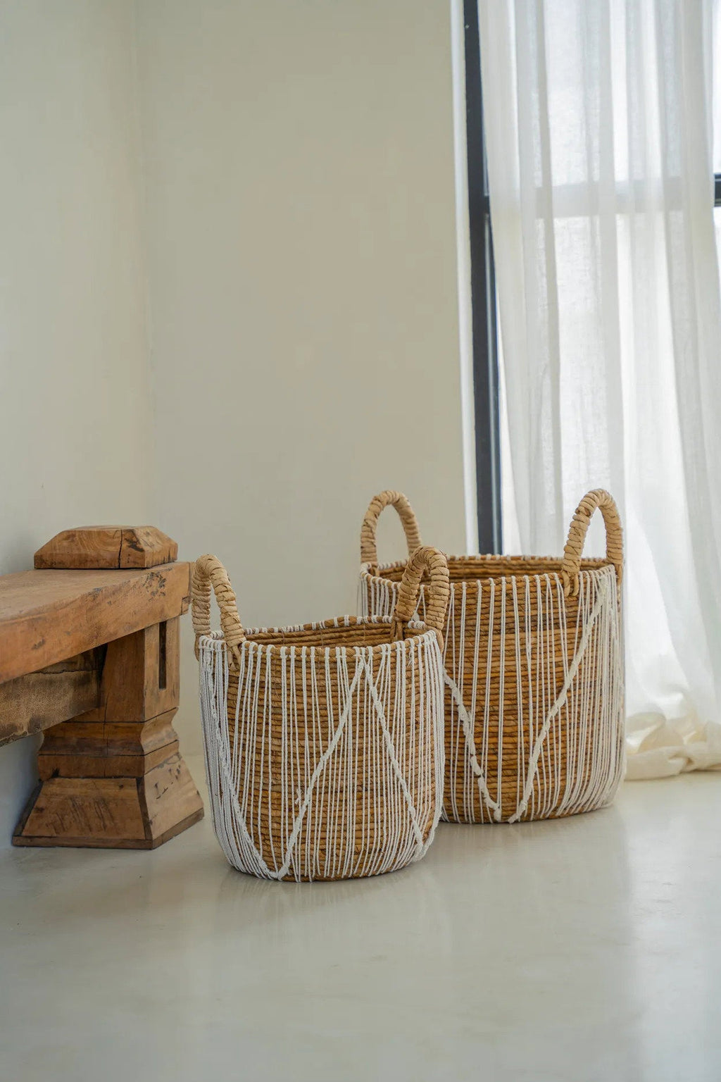 The Straight Stitched Macrame Basket - S