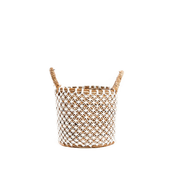 Cesta de macramé con puntadas cruzadas - S