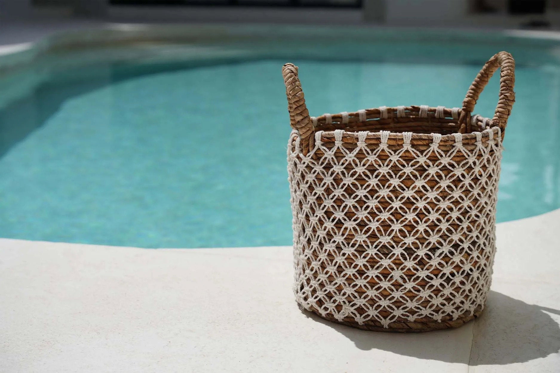 Cesta de macramé con puntadas cruzadas - S