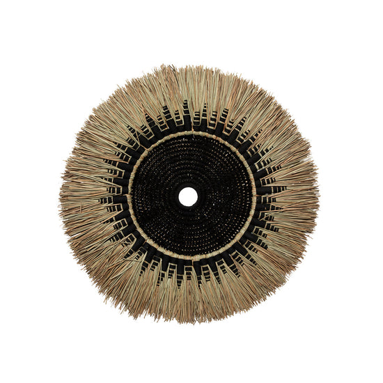 Decoración de pared de macramé en rafia - negro y natural