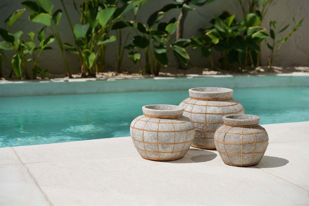 El jarrón de vientre - hormigón natural - M