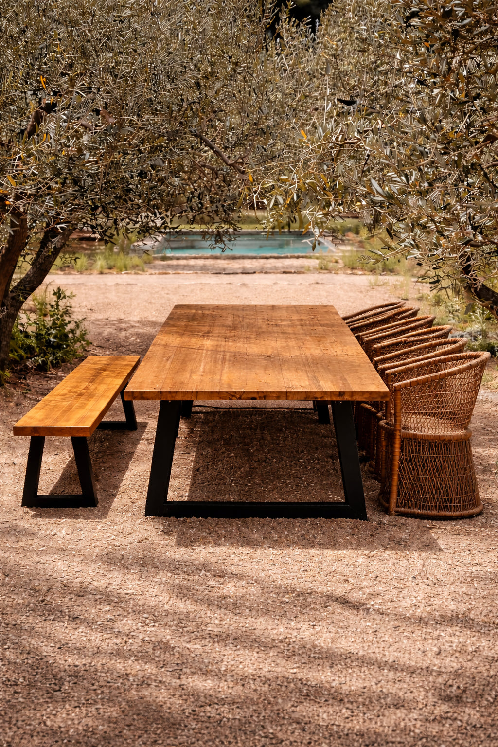 Banco con patas de hierro - Natural - 220