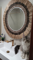 Espejo de fibras naturales y plumas "Irene" 1 metro