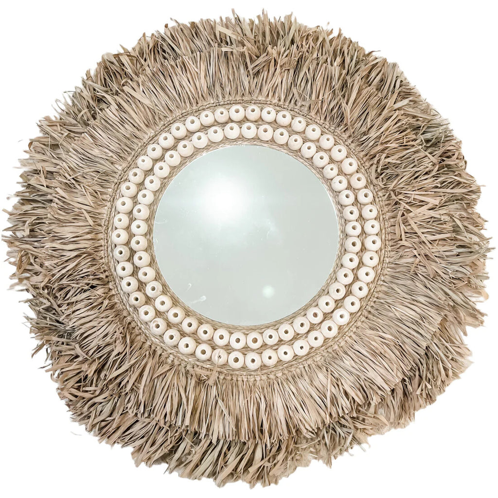 Espejo de fibras naturales | Cuerda y cuentas