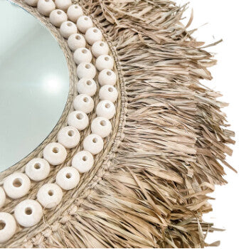 Espejo de fibras naturales | Cuerda y cuentas