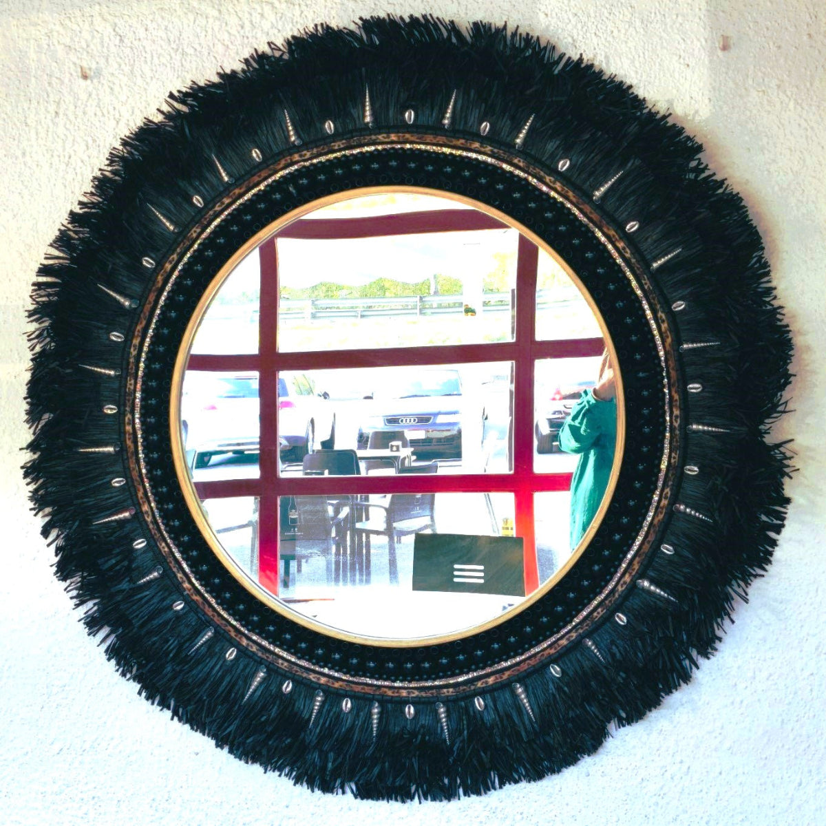 Espejo de fibras negras "Verónica" 1.2 metros
