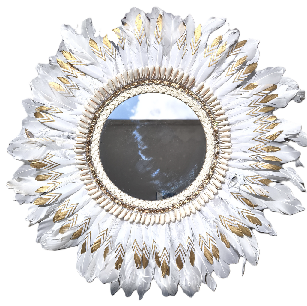 Espejo de plumas “Aurora Blanca”