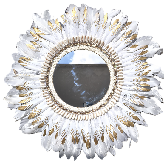 Espejo de plumas “Aurora Blanca”